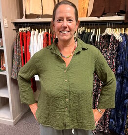 Cut Loose Easy Rayon Crop Shirt
