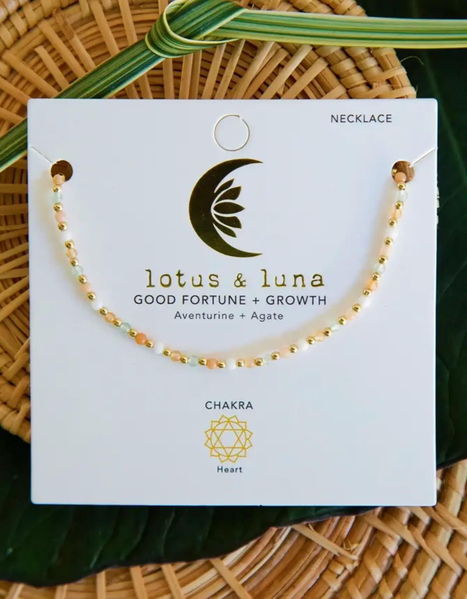 Lotus and Luna Healing Stone Necklace
