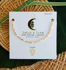 Lotus and Luna Healing Stone Necklace