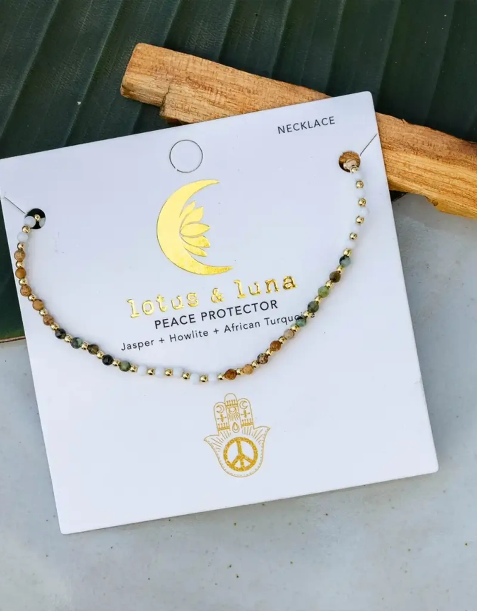 Lotus and Luna Healing Stone Necklace