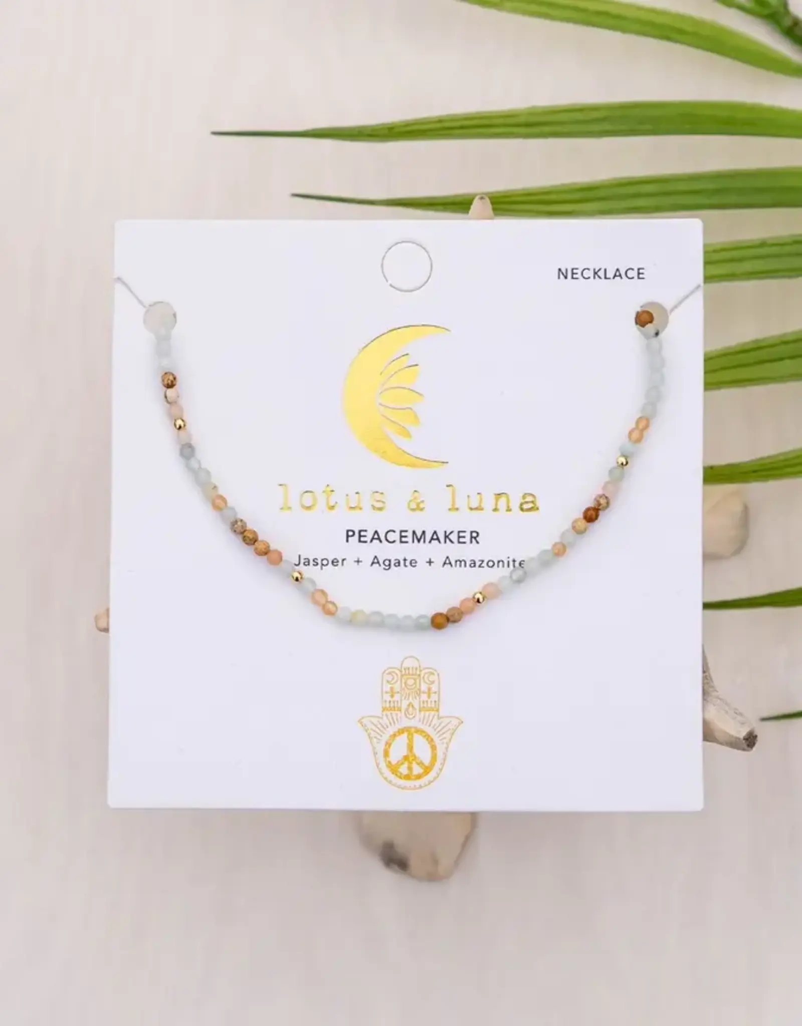 Lotus and Luna Healing Stone Necklace