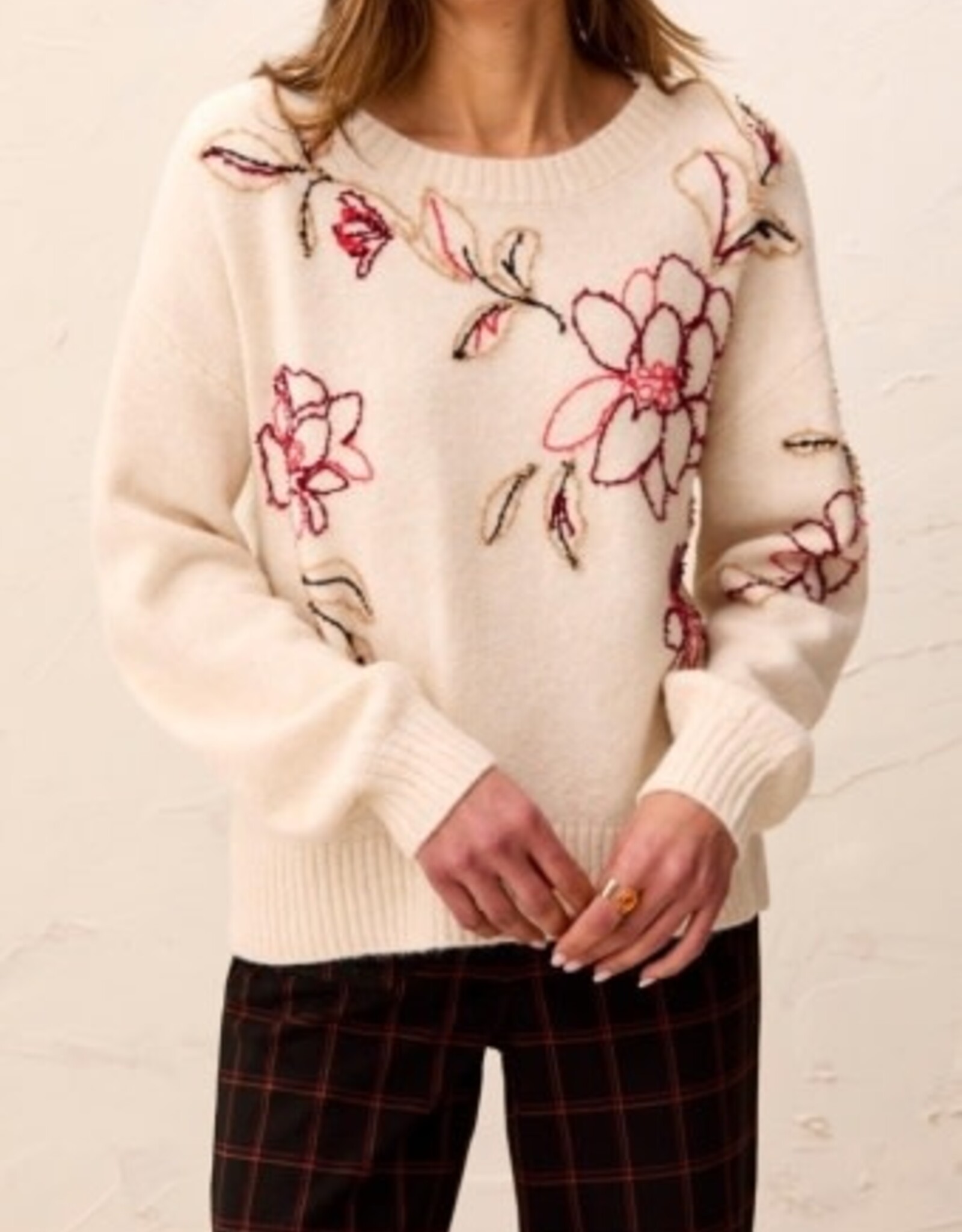 TRIBAL Floral Embroidered Sweater