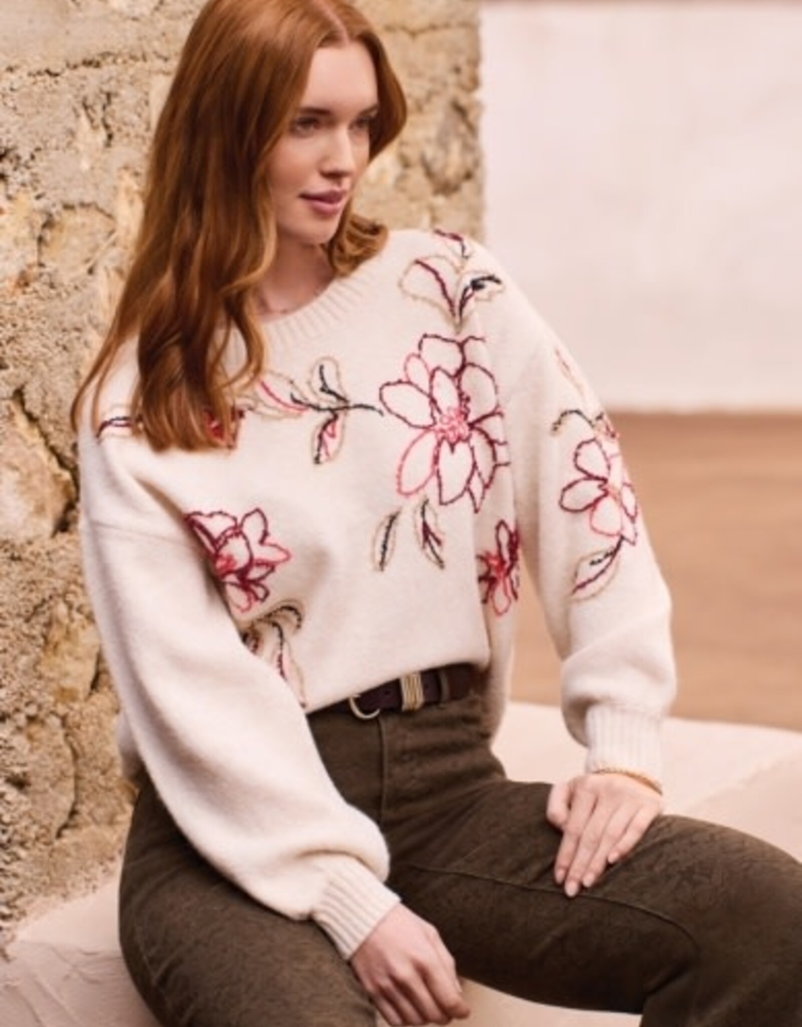 TRIBAL Floral Embroidered Sweater