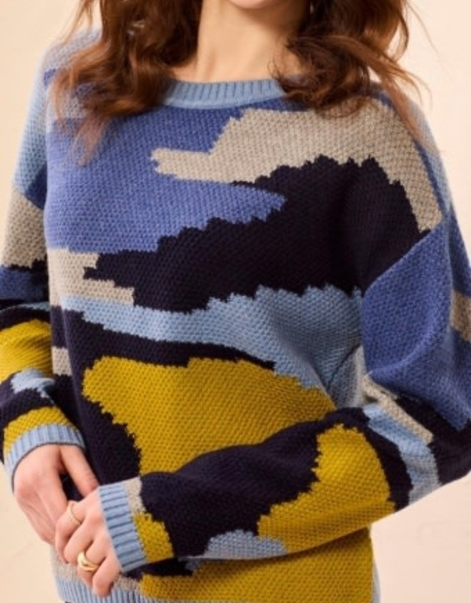 TRIBAL Colorblock Abstract Sweater