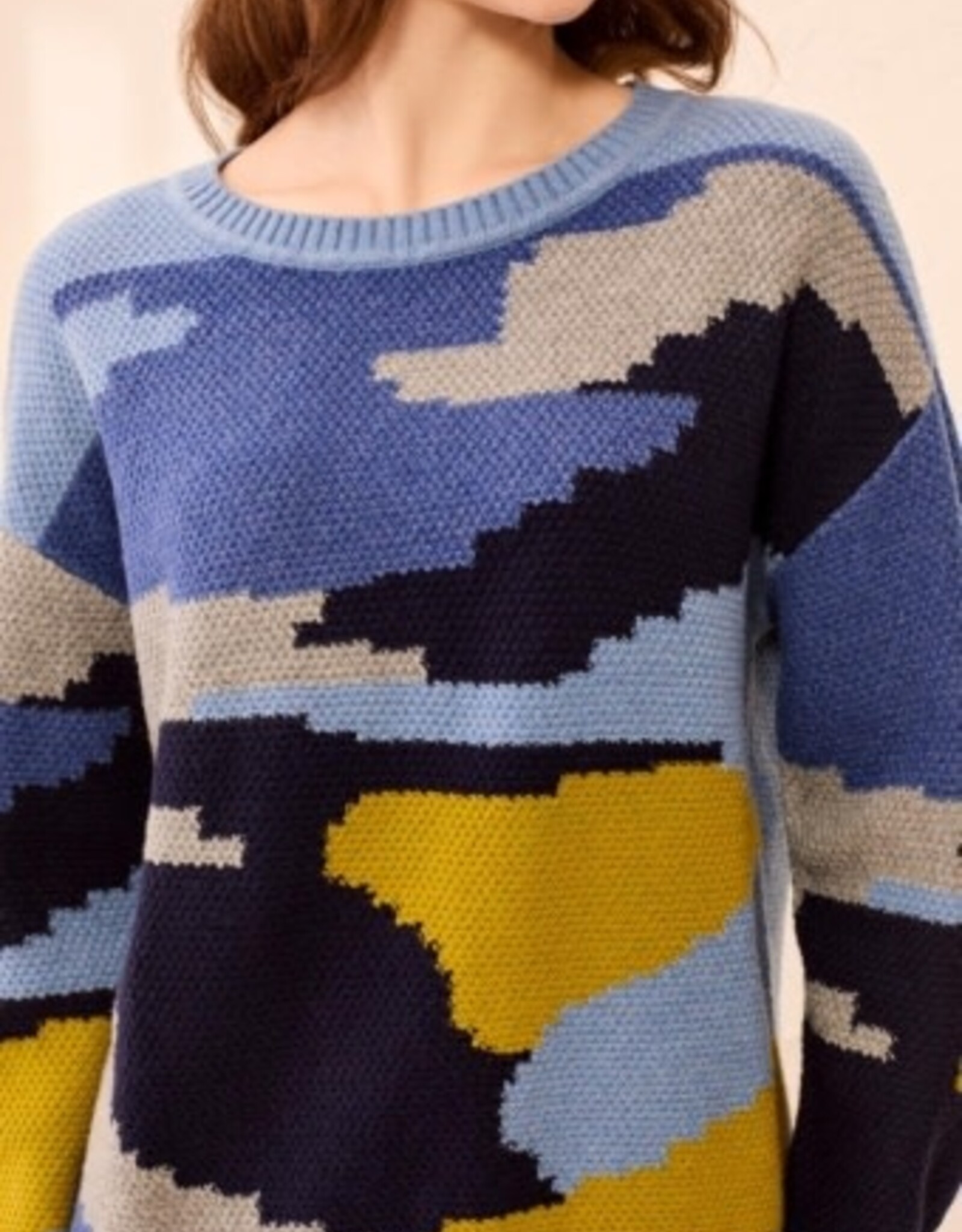 TRIBAL Colorblock Abstract Sweater