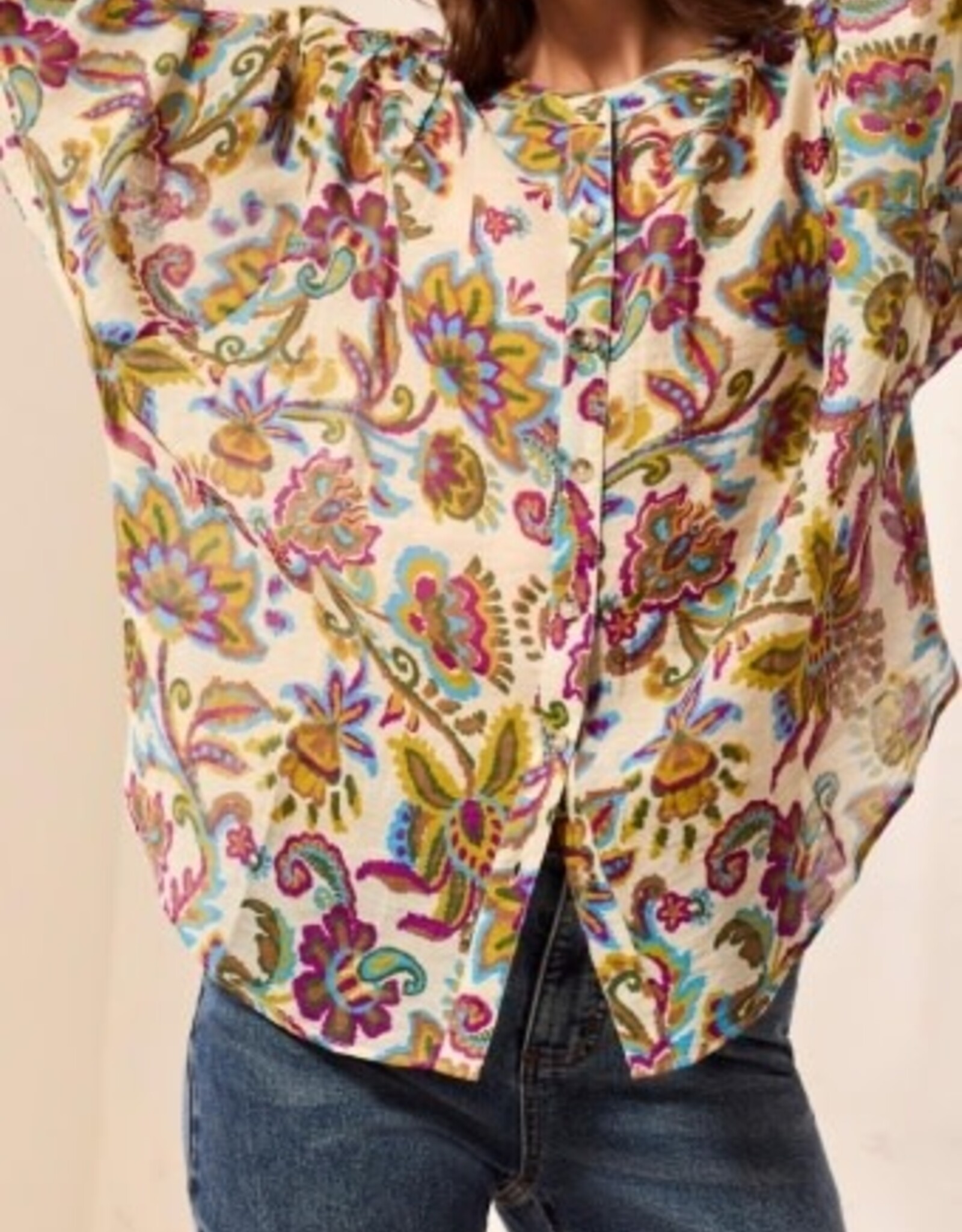 TRIBAL Floral Vine Dolman Blouse