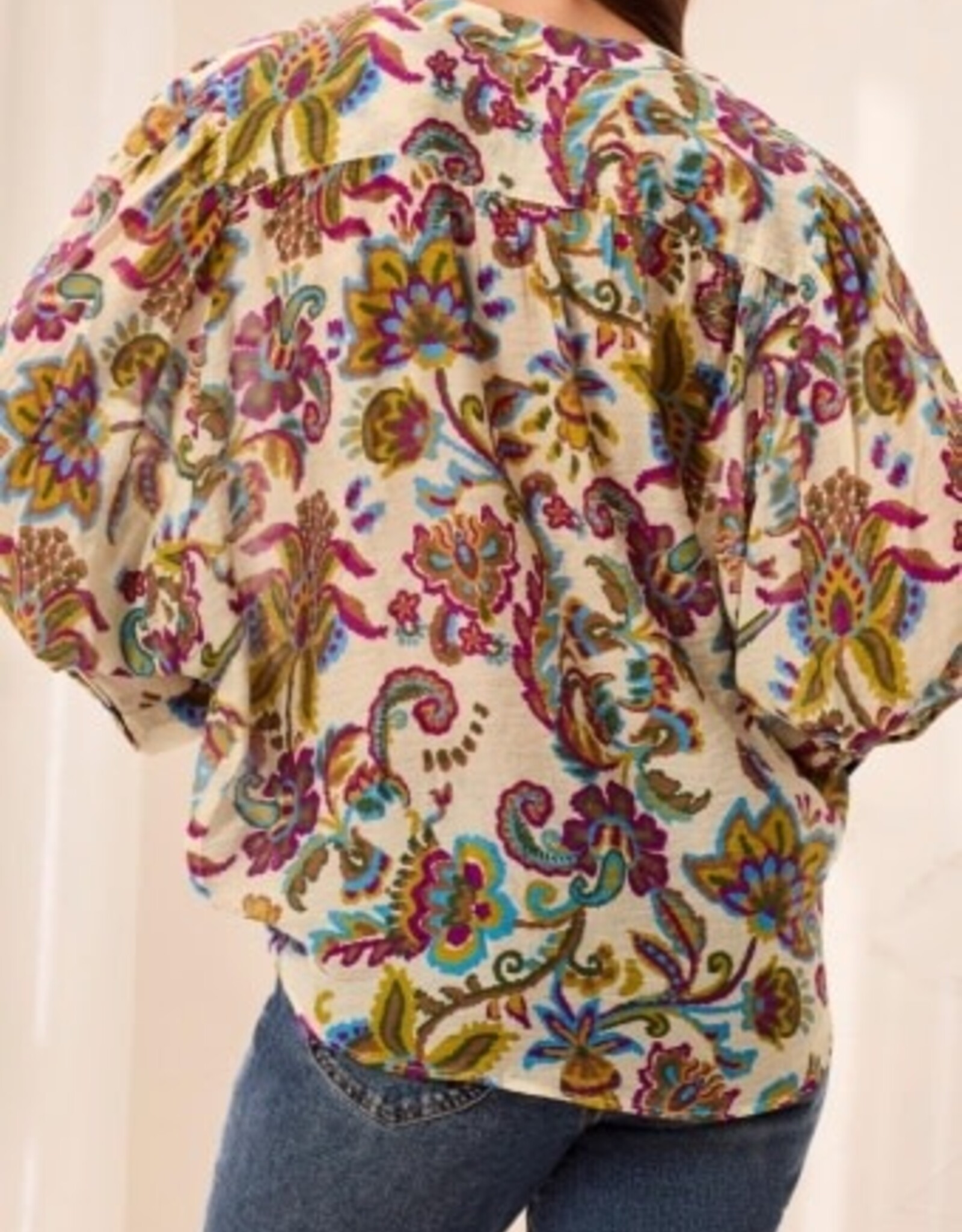 TRIBAL Floral Vine Dolman Blouse