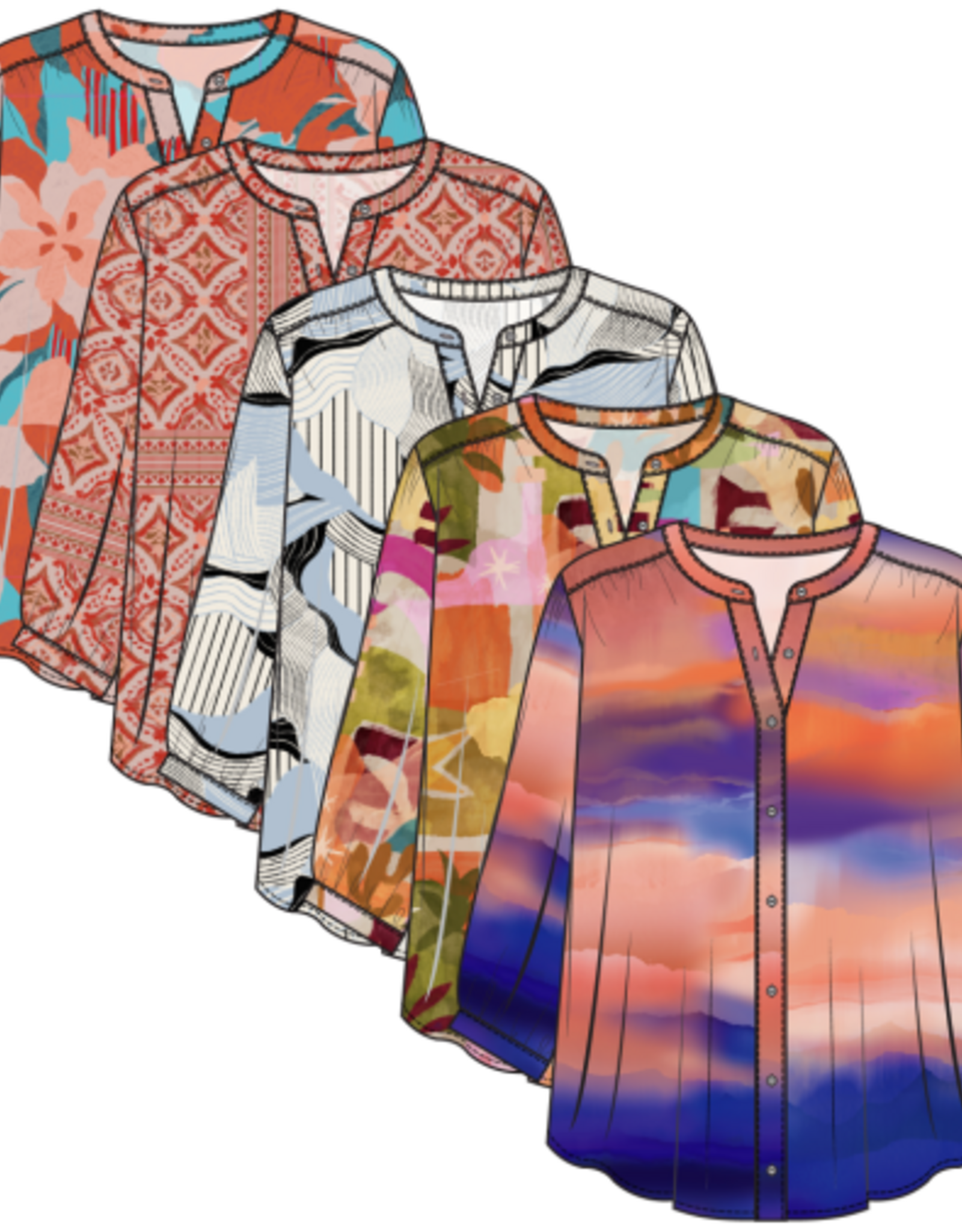 TRIBAL Floral Vine Dolman Blouse