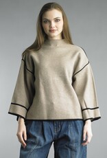 Tempo Paris Contrast Trim Sweater in Taupe
