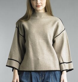 Tempo Paris Contrast Trim Sweater in Taupe