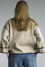 Tempo Paris Contrast Trim Sweater in Taupe