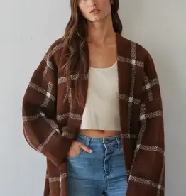 By Together Plaid Open Front Cardigan