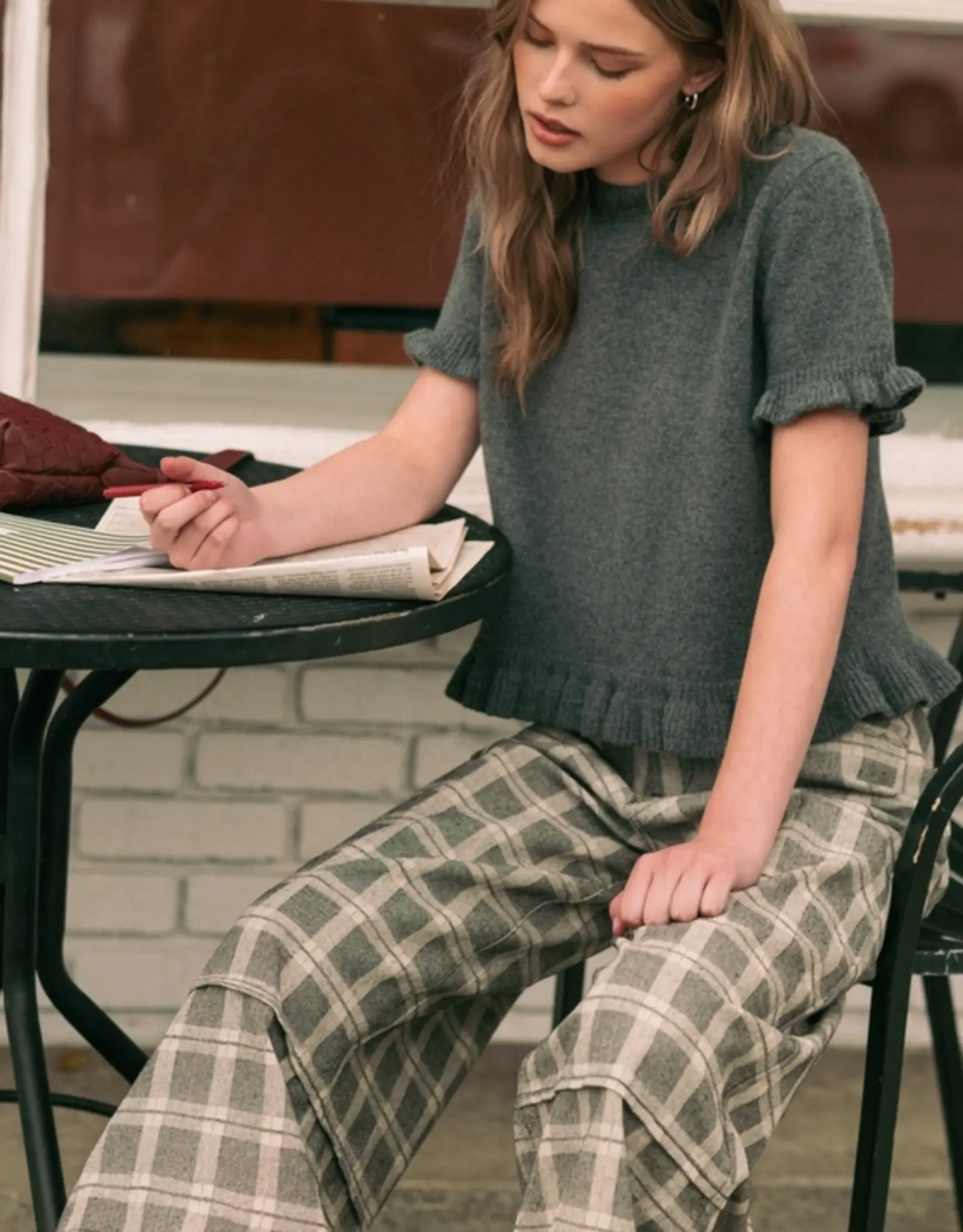 Miou Muse Ruffle Hem Sweater