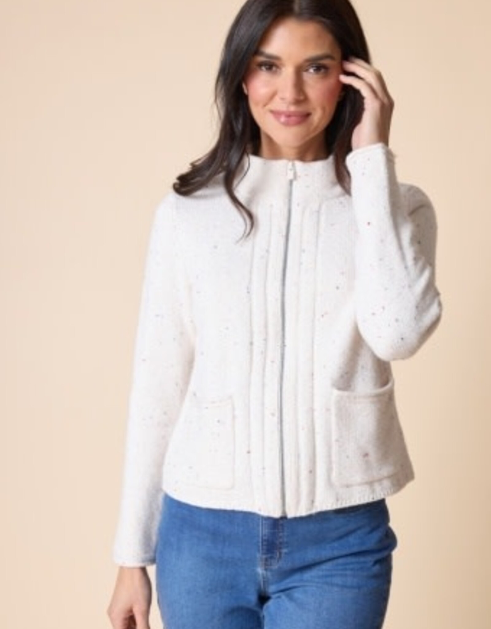 Habitat Clothes to Live In Harvest Tweed Zip Cardigan