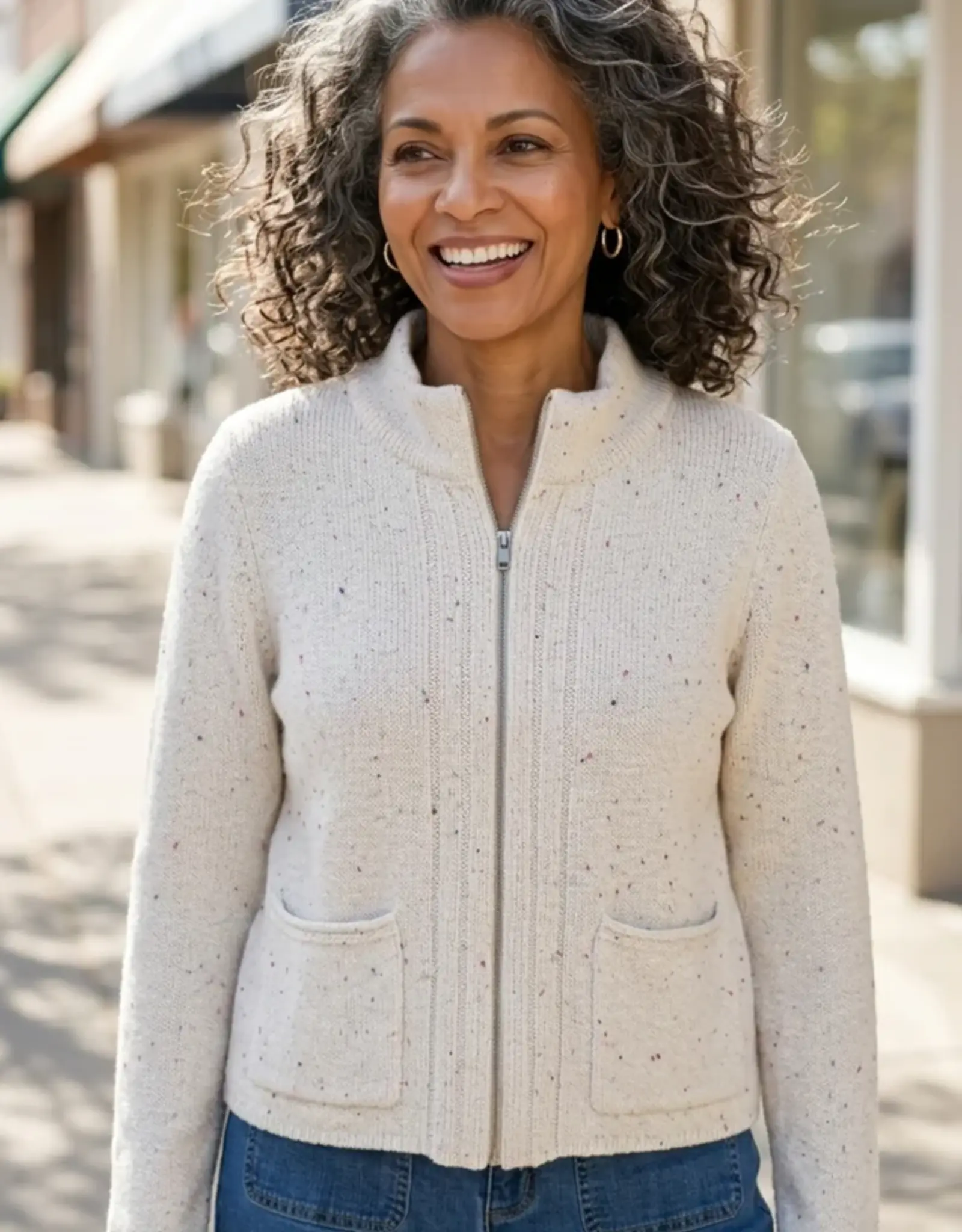 Habitat Clothes to Live In Harvest Tweed Zip Cardigan