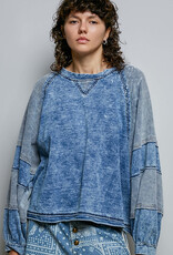 POL Clothing Vintage Wash Balloon Sleeve Top