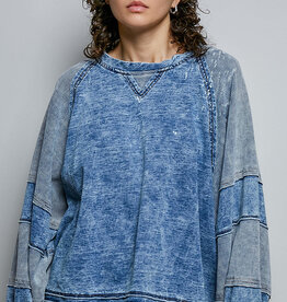 POL Clothing Vintage Wash Balloon Sleeve Top