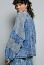 POL Clothing Vintage Wash Balloon Sleeve Top