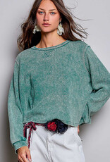 POL Clothing Vintage Wash Cotton Knit Top