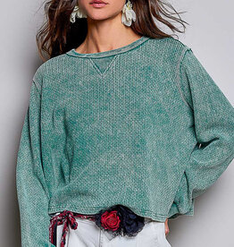POL Clothing Vintage Wash Cotton Knit Top