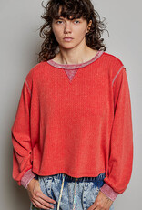 POL Clothing Vintage Wash Cotton Knit Top