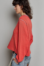POL Clothing Vintage Wash Cotton Knit Top