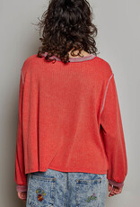 POL Clothing Vintage Wash Cotton Knit Top