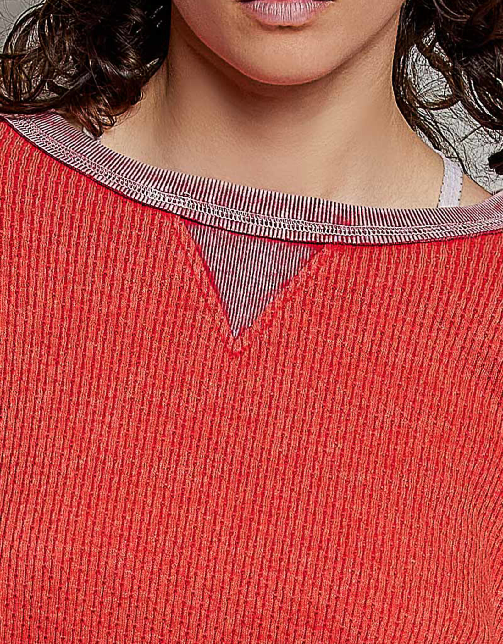 POL Clothing Vintage Wash Cotton Knit Top
