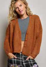 POL Clothing Ribbed Crop Cardigan