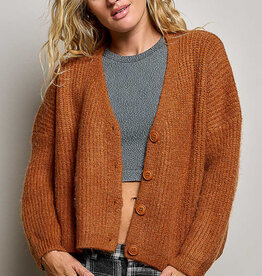 POL Clothing Ribbed Crop Cardigan