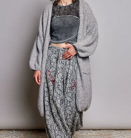 POL Clothing Boucle Open Front Cardigan