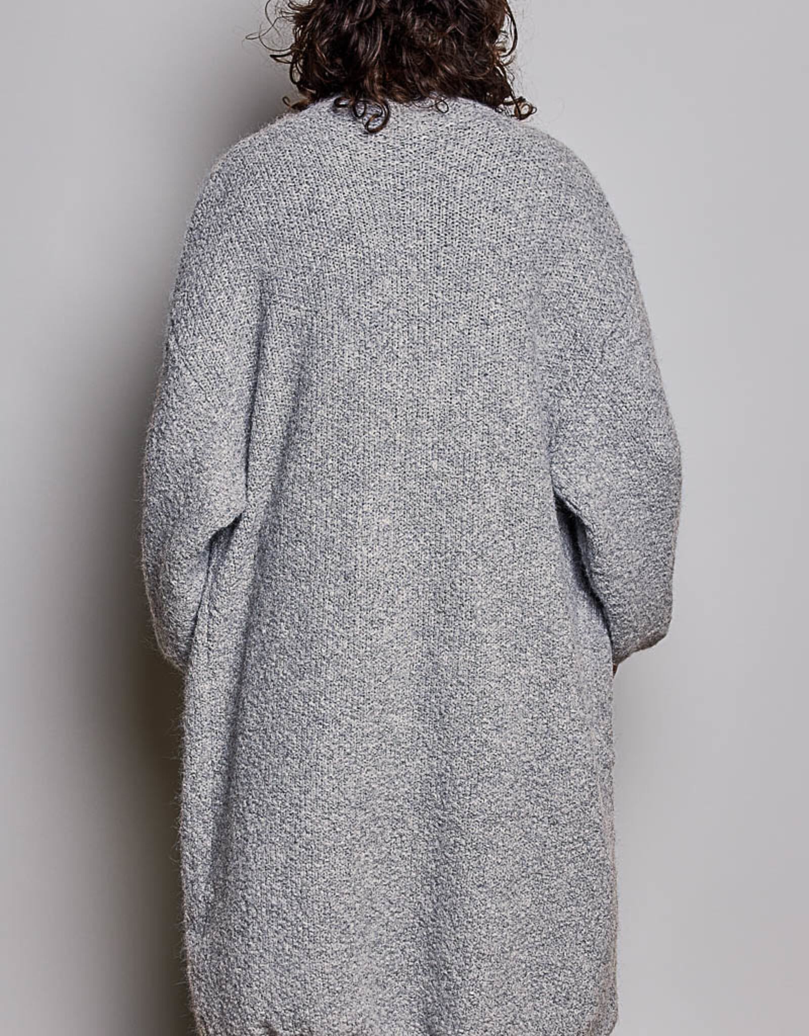 POL Clothing Boucle Open Front Cardigan