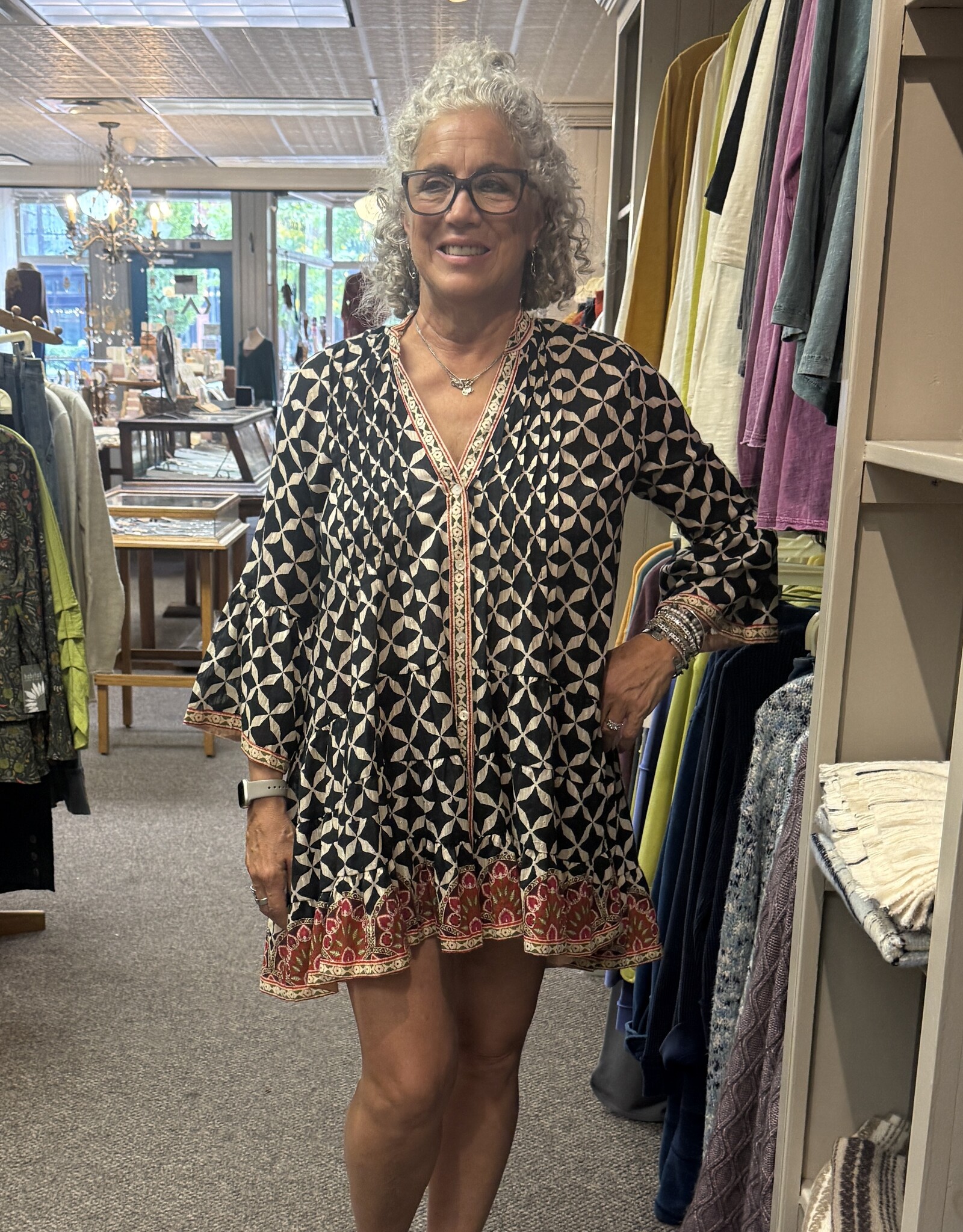 Dolma Handprinted India Tunic Dress