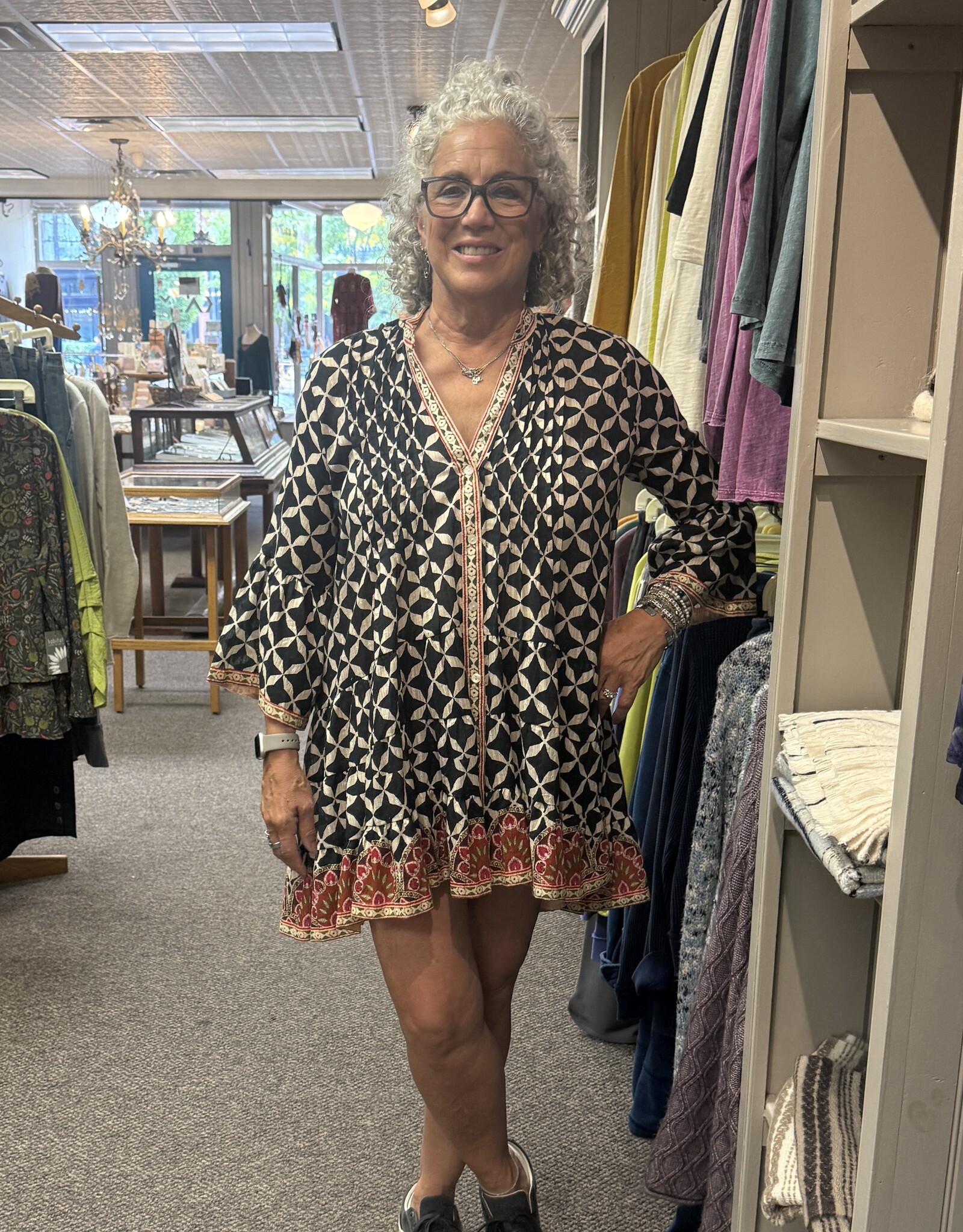 Dolma Handprinted India Tunic Dress