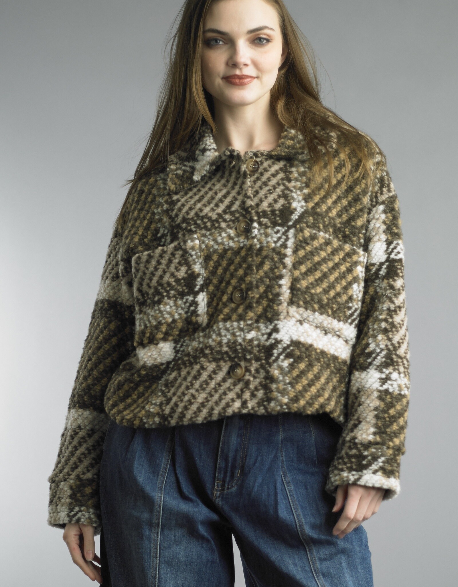Tempo Paris Cropped Houndstooth Jacket