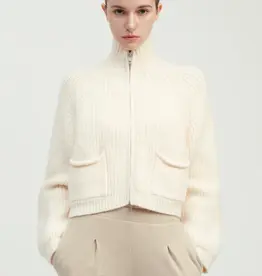 Look by M Cropped Rib Knit Cardigan