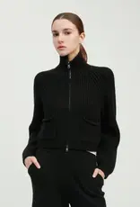 Look by M Cropped Rib Knit Cardigan