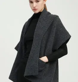 Look by M Ribbed Knit Shawl Collar Cardigan