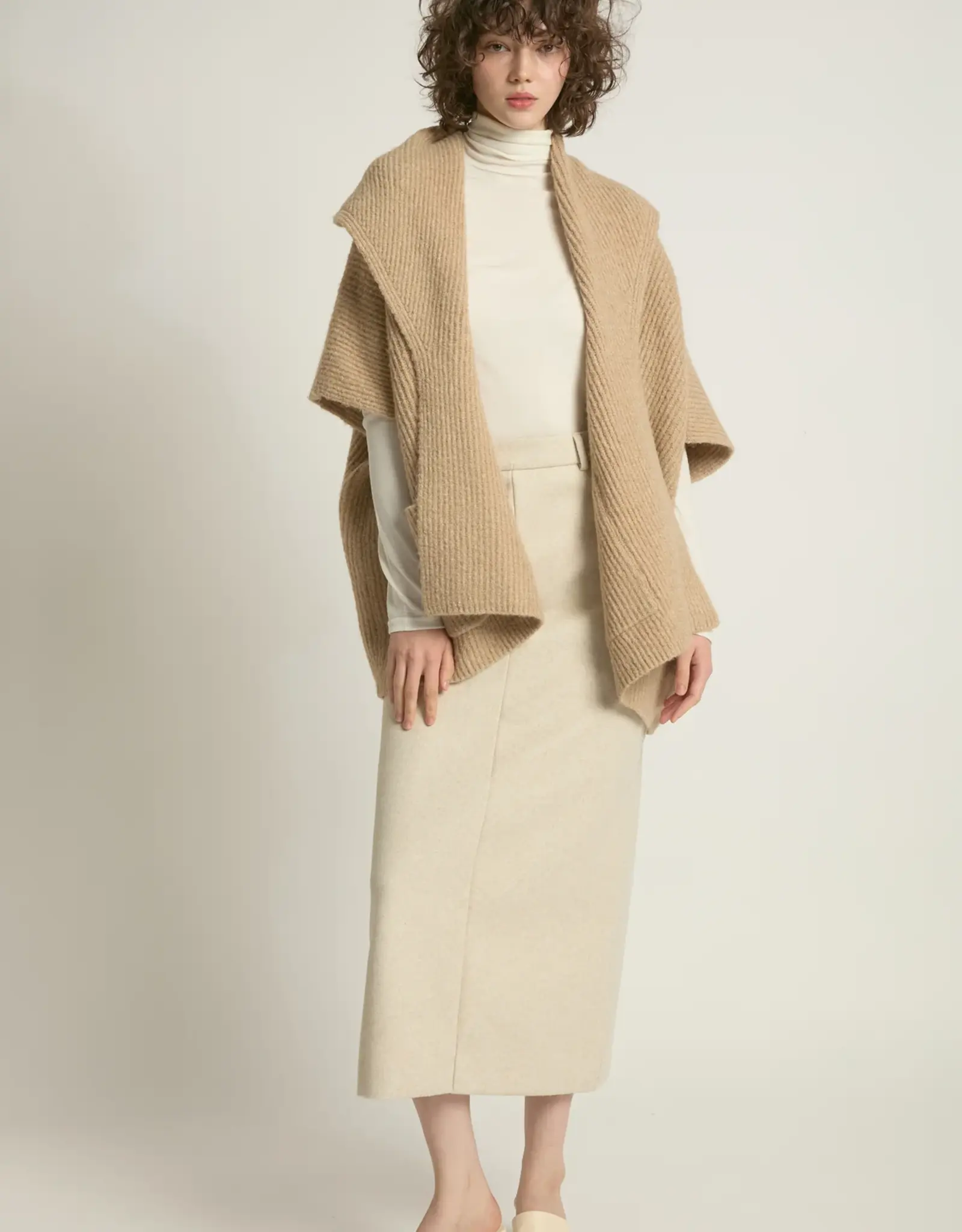 Look by M Ribbed Knit Shawl Collar Cardigan
