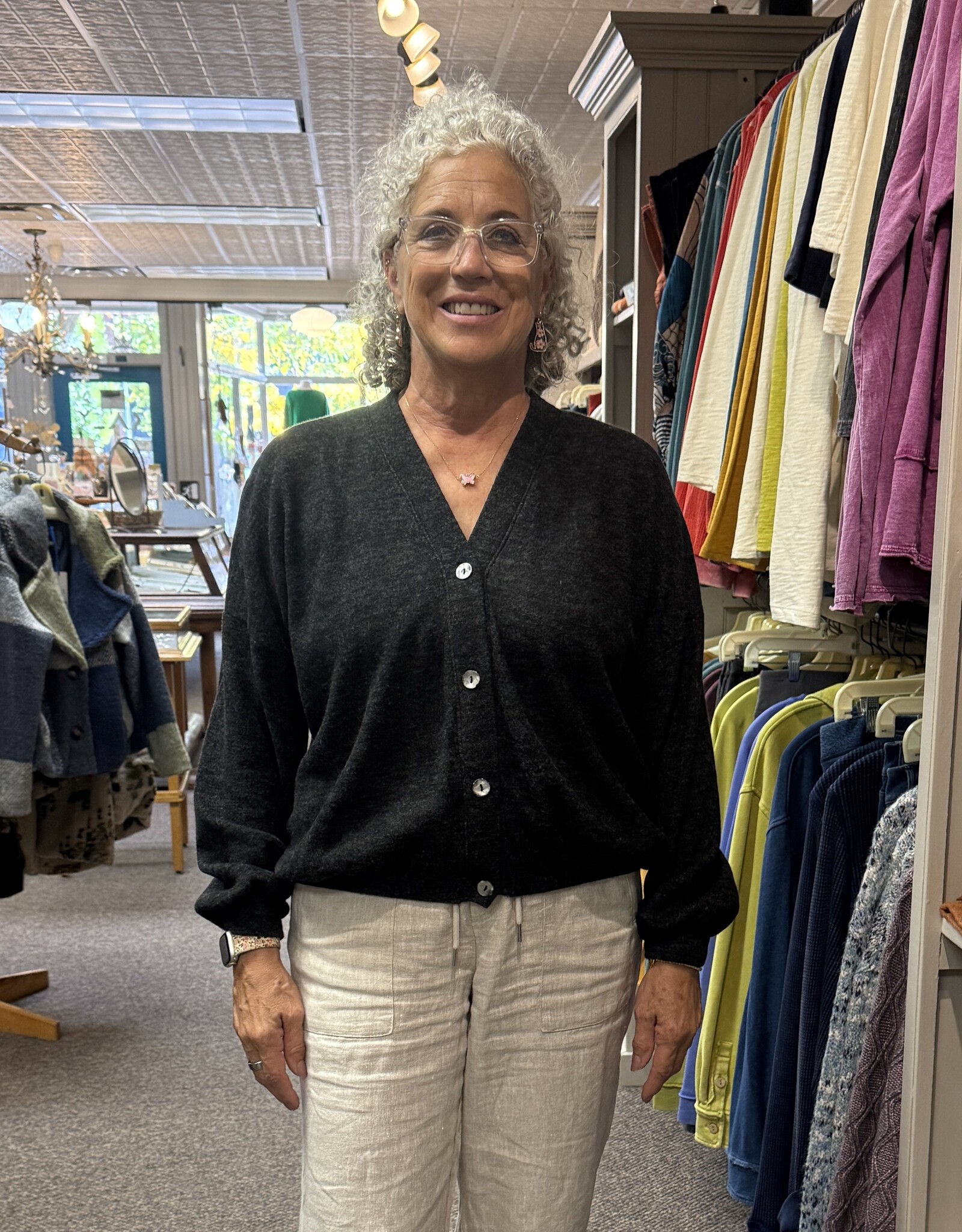 Nally & Millie Vneck Fleece Cardigan Jacket