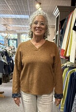 Nally & Millie Brushed Fleece Top with Plaid Cuffs