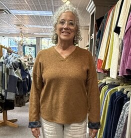 Nally & Millie Brushed Fleece Top with Plaid Cuffs