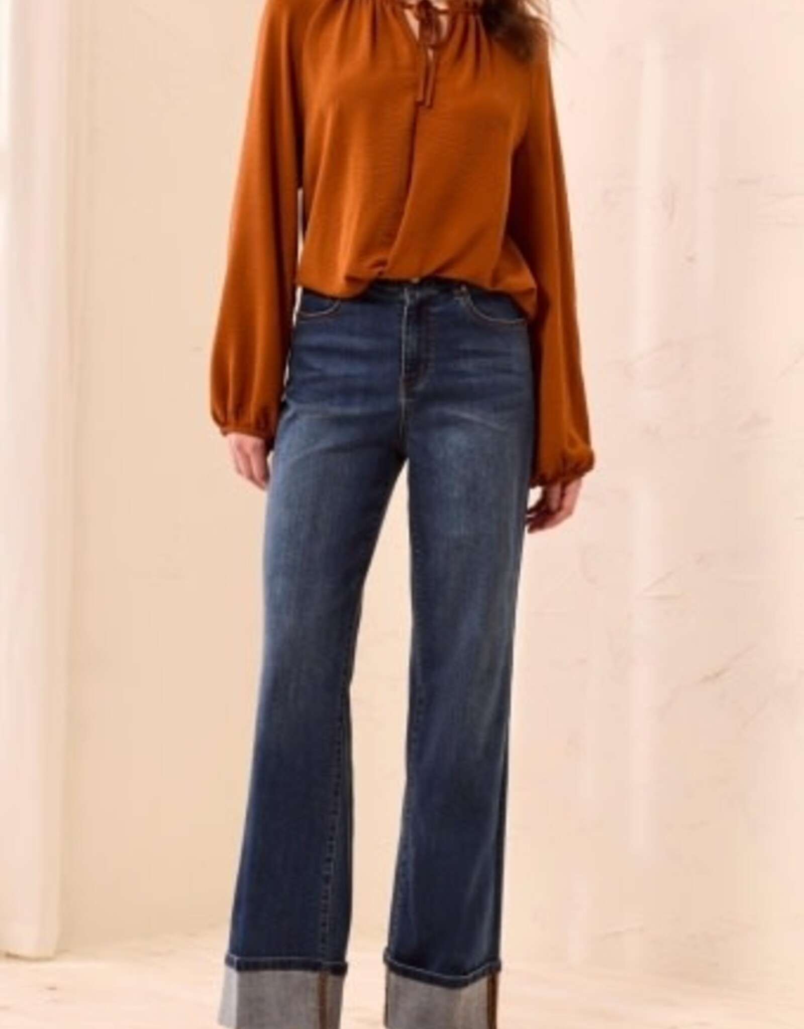 TRIBAL Brooke Palazzo Denim with Cuffs