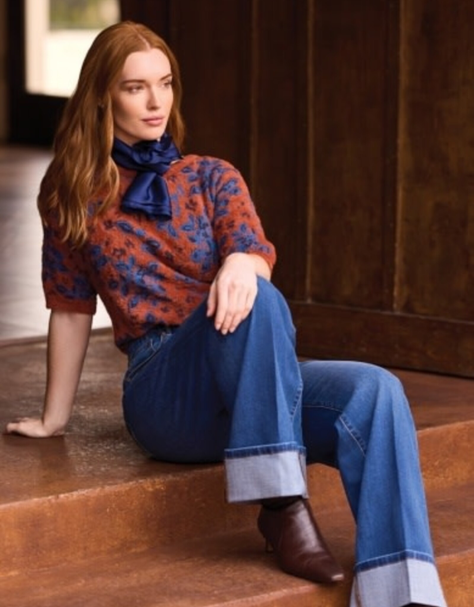 TRIBAL Brooke Palazzo Denim with Cuffs