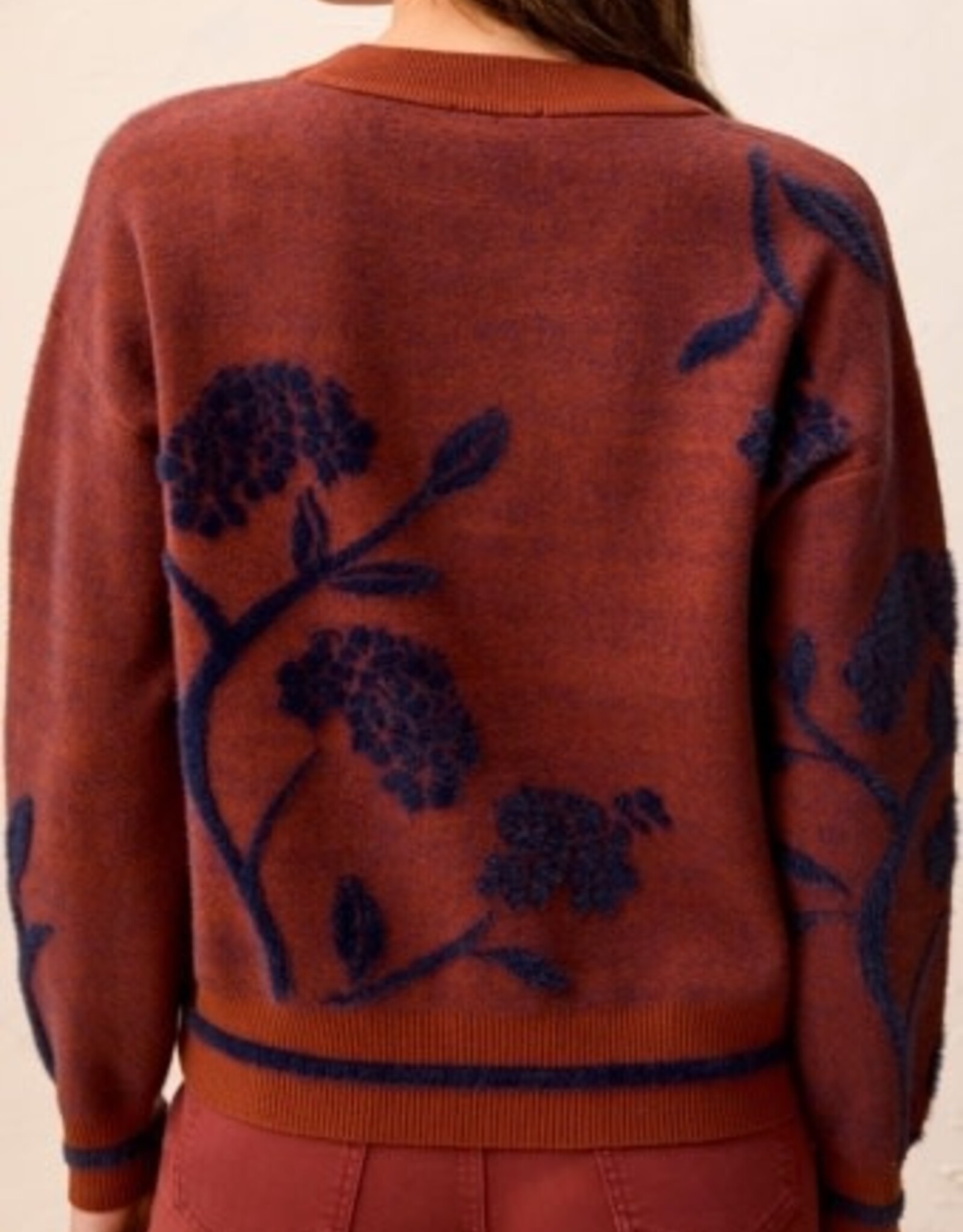 TRIBAL Embroidered Eyelash Knit Sweater