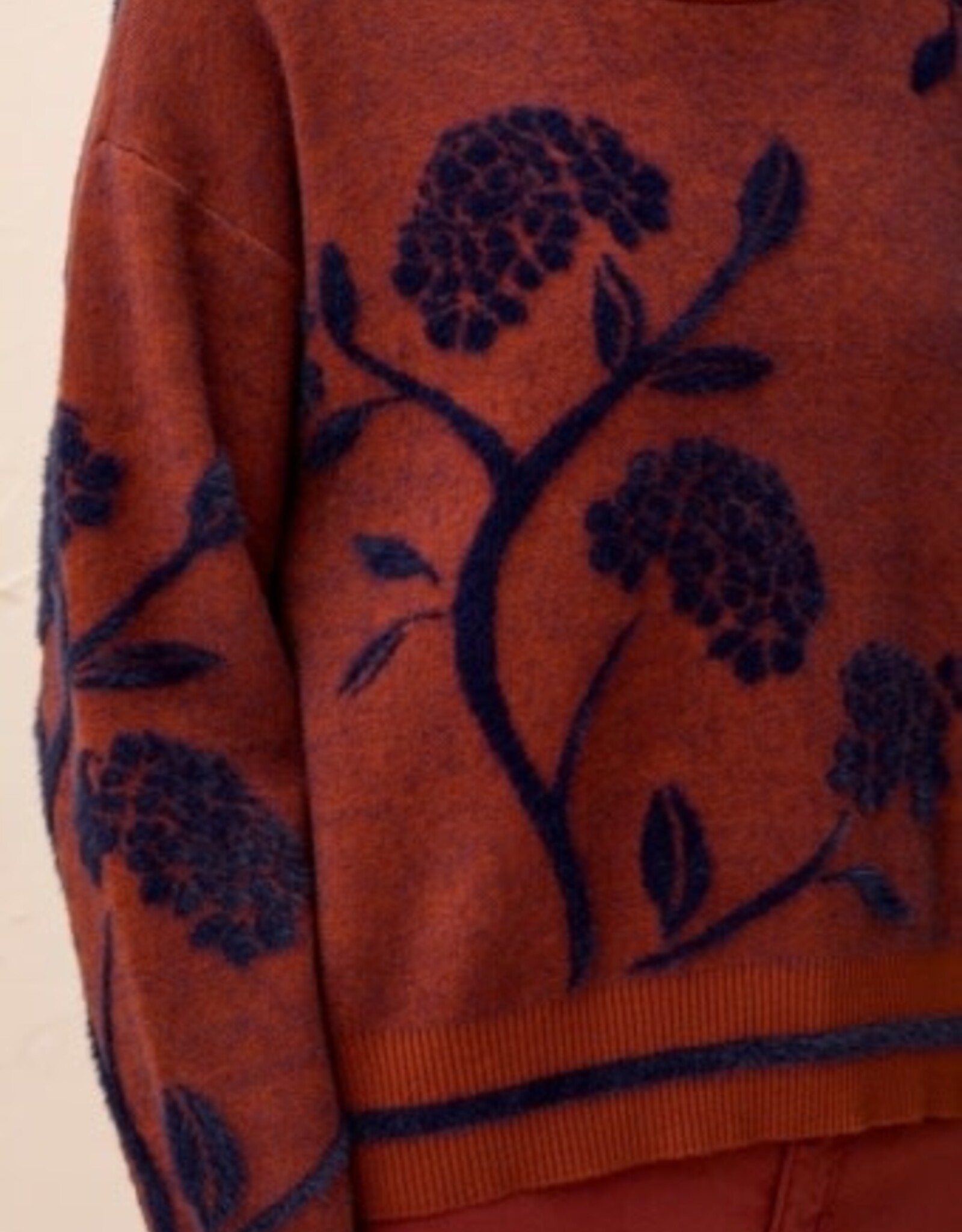 TRIBAL Embroidered Eyelash Knit Sweater