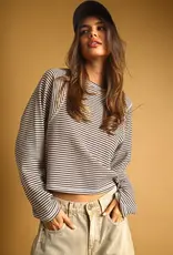 Miou Muse Striped Waffle Top