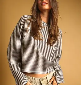 Miou Muse Striped Waffle Top