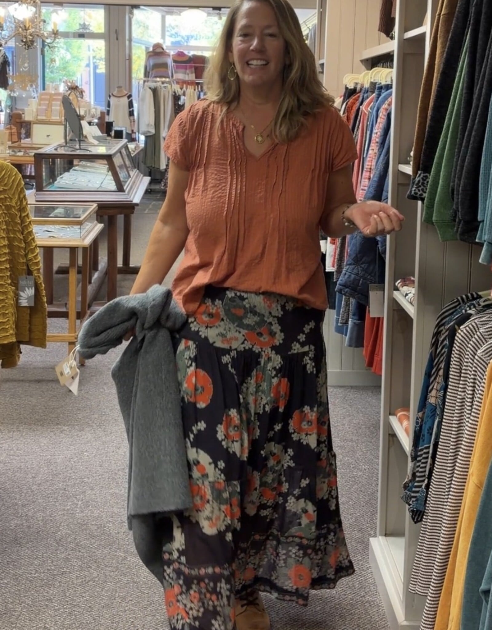 Dolma Block Print Tiered Skirt