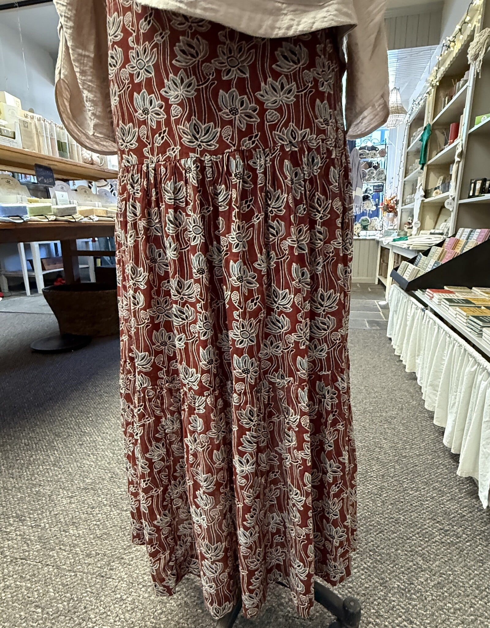Dolma Block Print Tiered Skirt